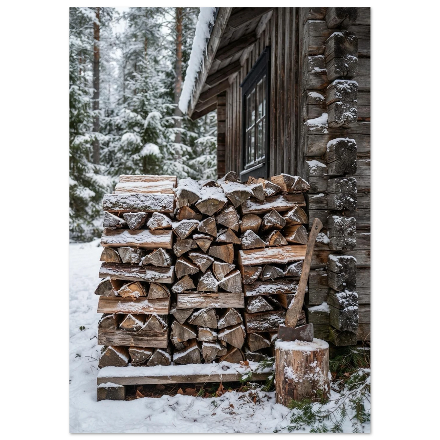 Snow-Covered Logs, fine art print by Jonnadee