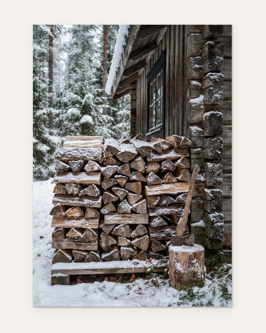 Snow-Covered Logs, fine art print by Jonnadee