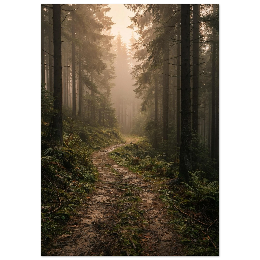 Path Through the Pine Forest, fine art print by Jonnadee