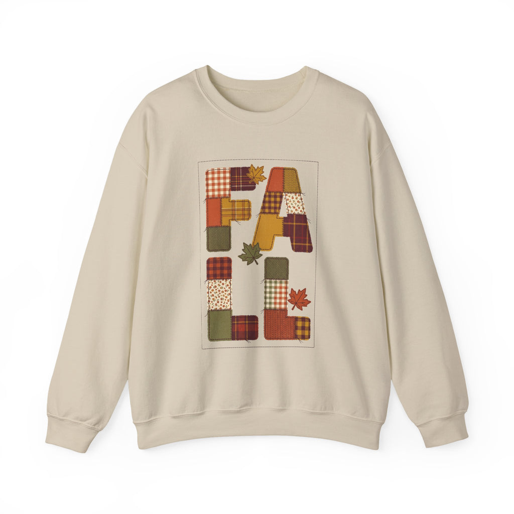 Fall Patchwork Letter EA Sweatshirt | Thanksgiving Autumn Leaves, Harvest Plaid