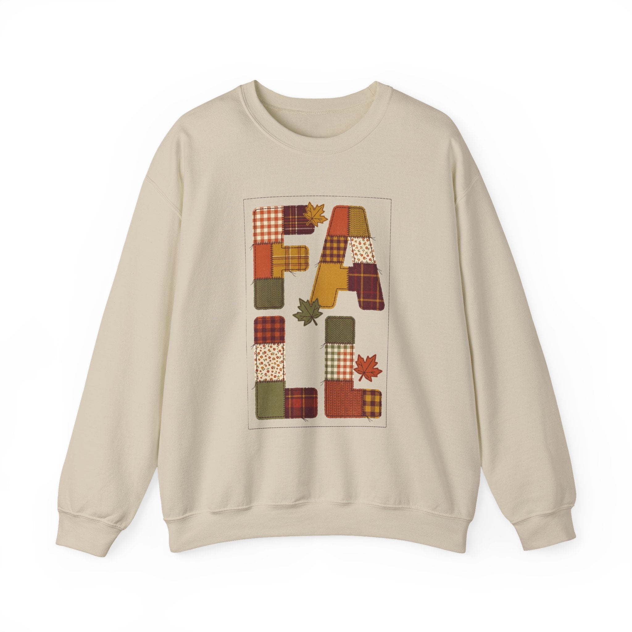Fall Patchwork Letter EA Sweatshirt | Thanksgiving Autumn Leaves, Harvest Plaid