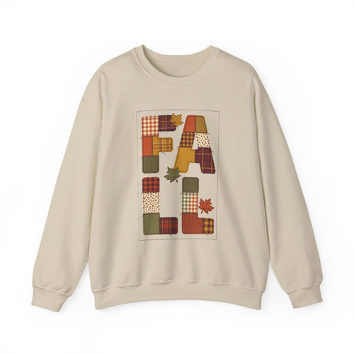 Fall Patchwork Letter EA Sweatshirt | Thanksgiving Autumn Leaves, Harvest Plaid