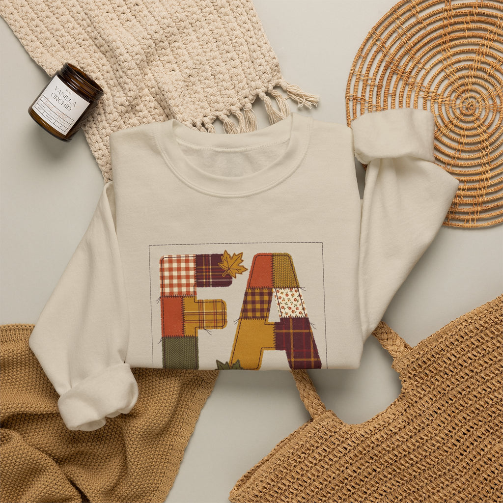 Fall Patchwork Letter EA Sweatshirt | Thanksgiving Autumn Leaves, Harvest Plaid