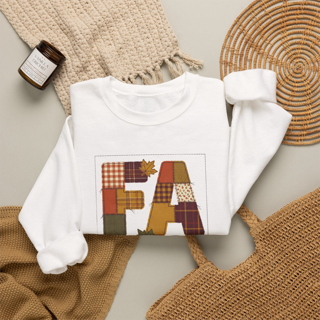 Fall Patchwork Letter EA Sweatshirt | Thanksgiving Autumn Leaves, Harvest Plaid