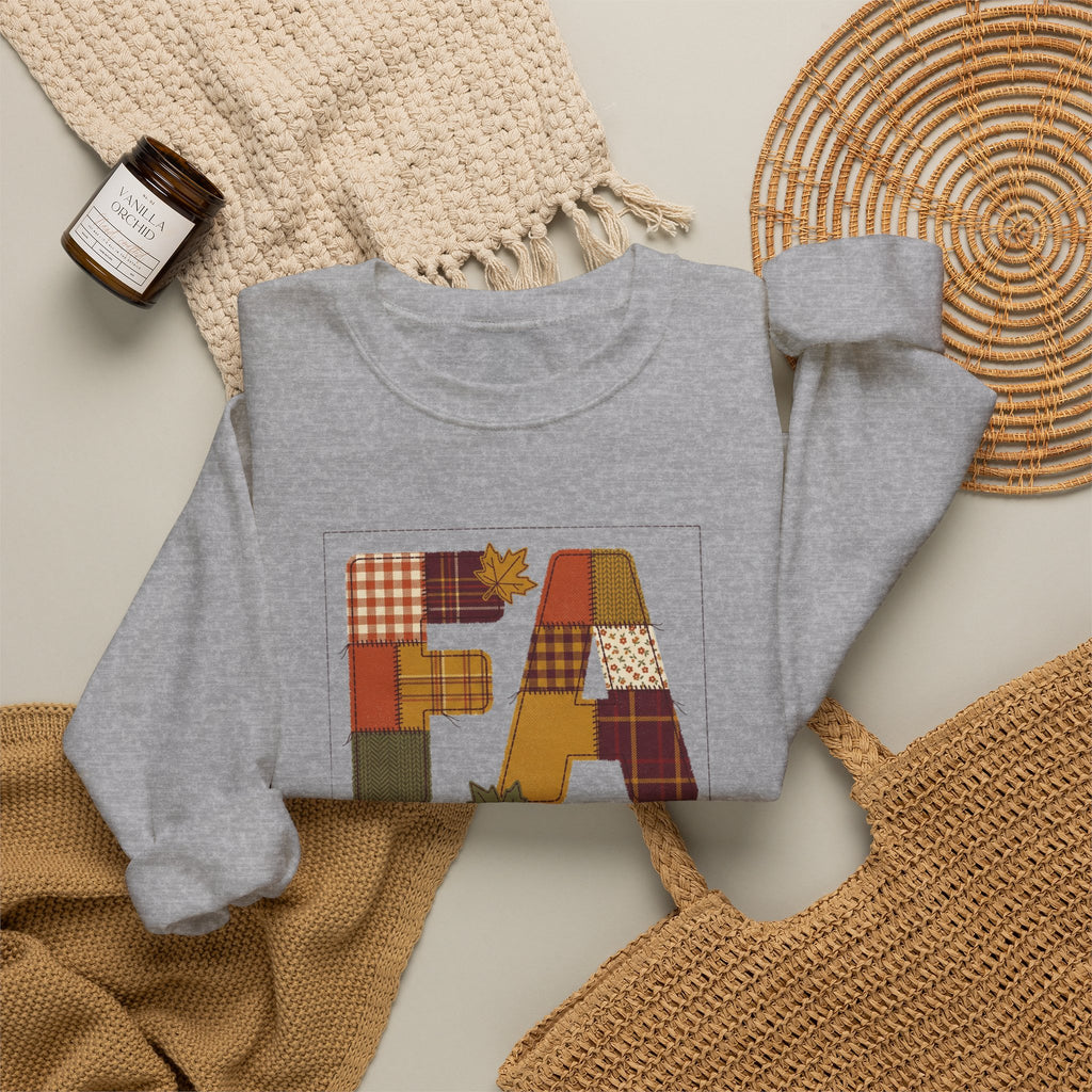 Fall Patchwork Letter EA Sweatshirt | Thanksgiving Autumn Leaves, Harvest Plaid