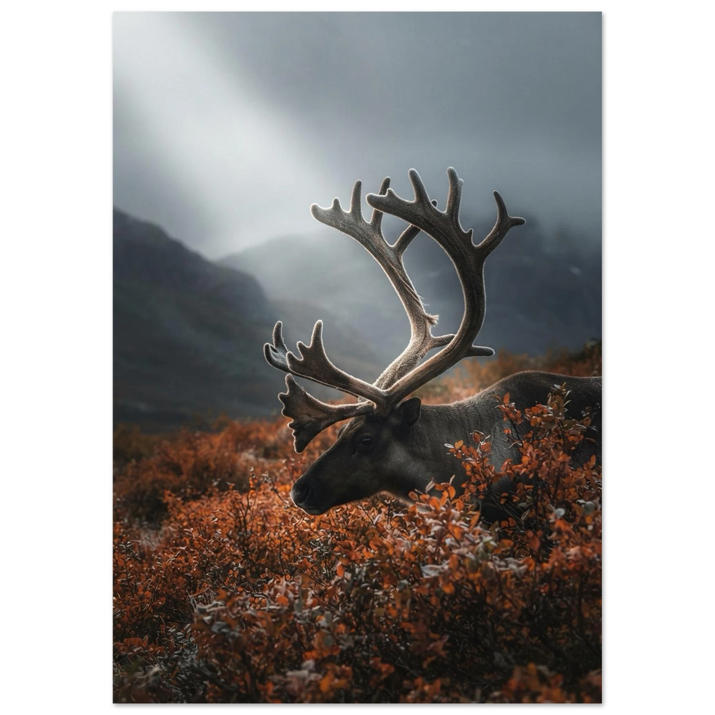 Reindeer in the Mountains, fine art print by Jonnadee
