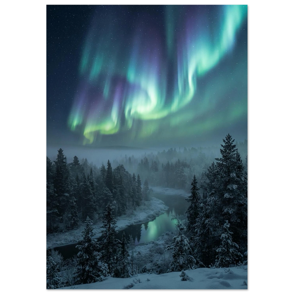 Aurora Above the Pines, fine art print by Jonnadee