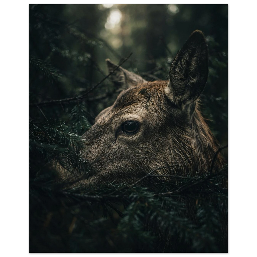 Red Deer Among the Pines, fine art print by Jonnadee