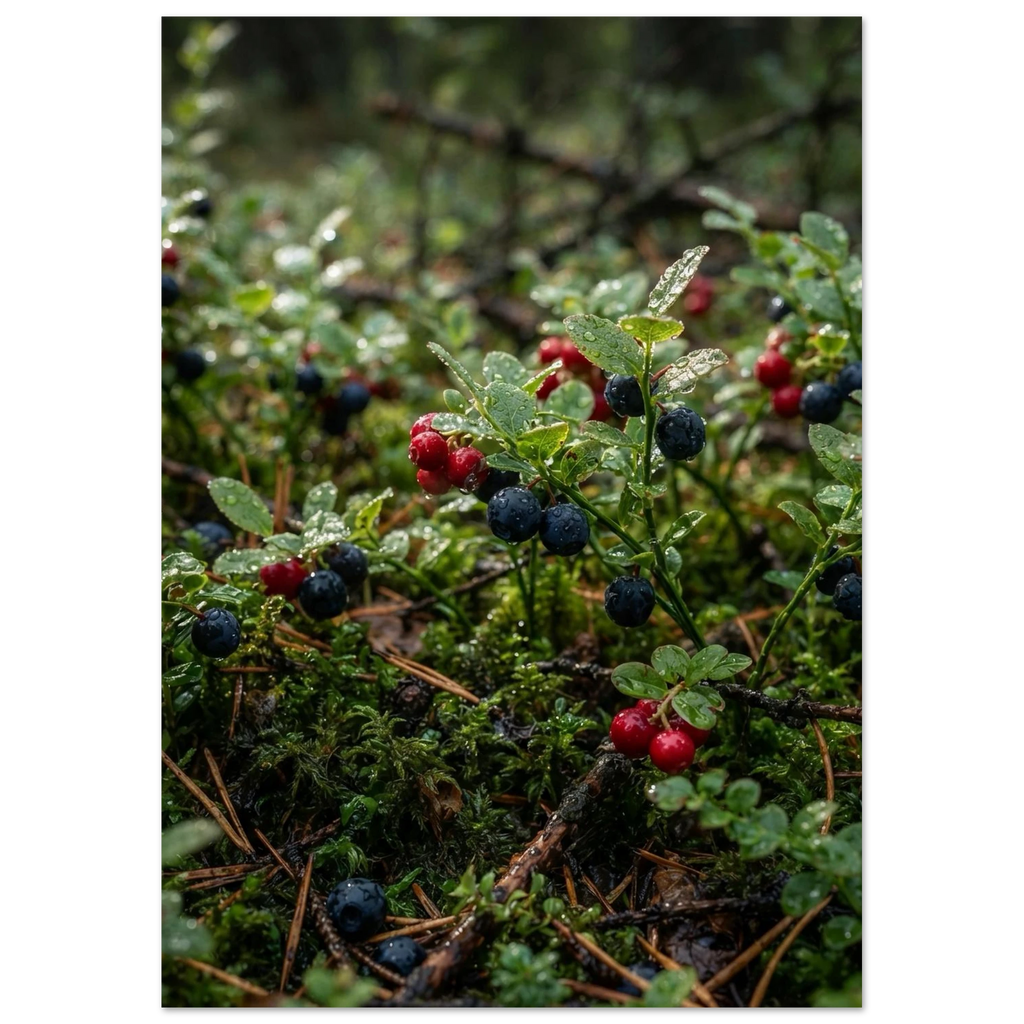 Forest Berries in the Dew, fine art print by Jonnadee