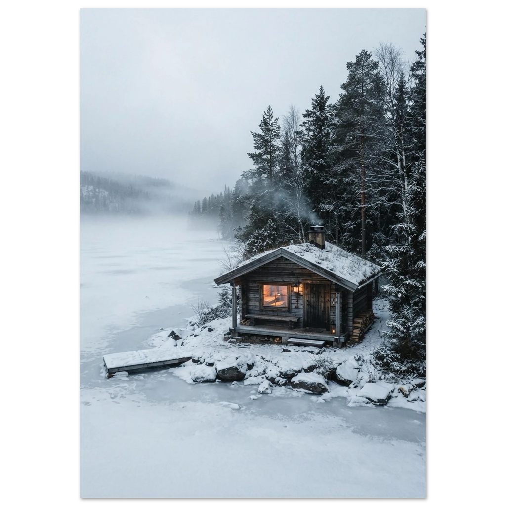 Sauna on the Frozen Lake, fine art print by Jonnadee