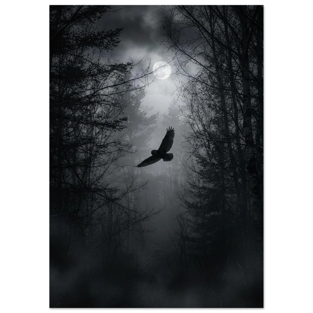 Snowy Owl in Flight, fine art print by Jonnadee