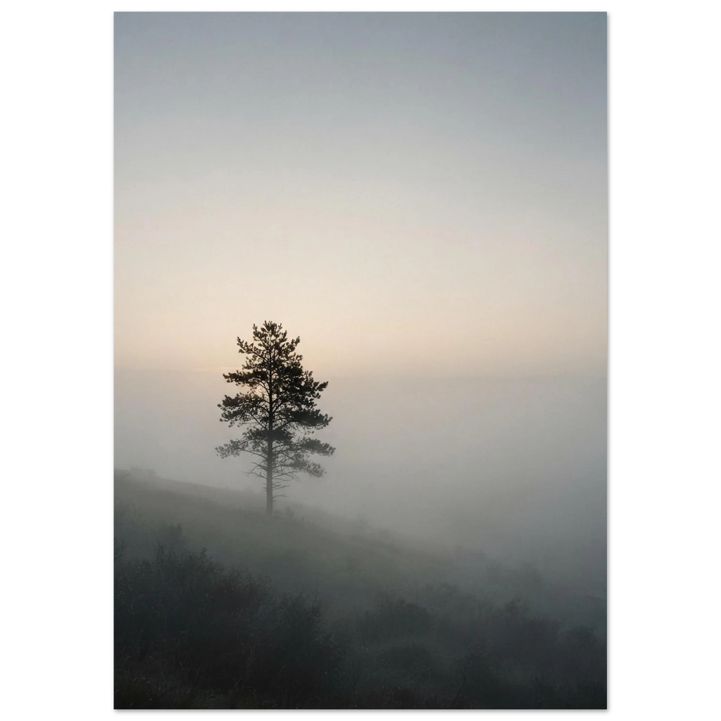 Pine in the Foggy Valley, fine art print by Jonnadee