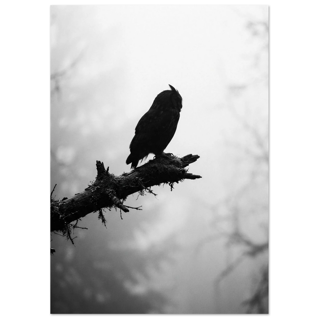 Owl on a Branch, fine art print by Jonnadee
