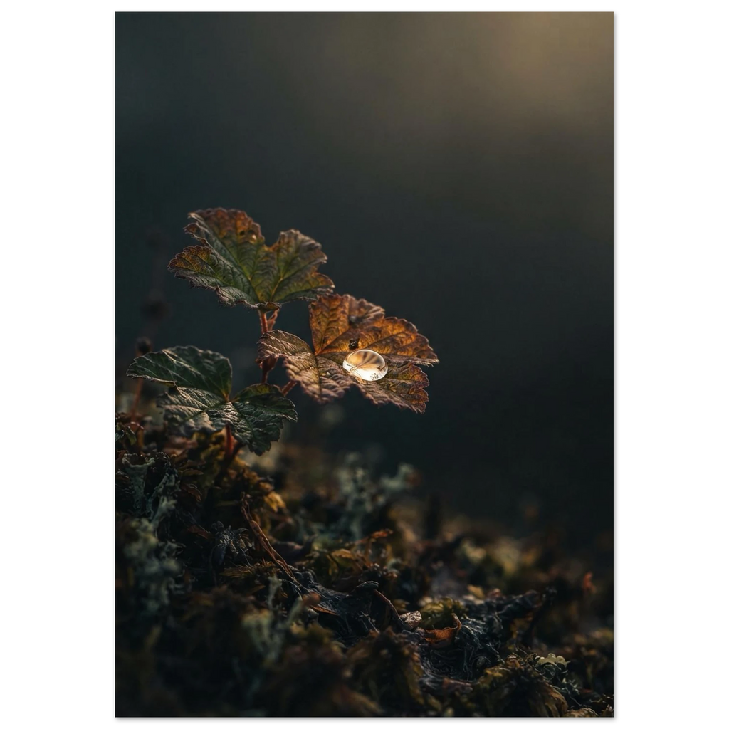 Cloudberry Leaves in the Mire, fine art print by Jonnadee