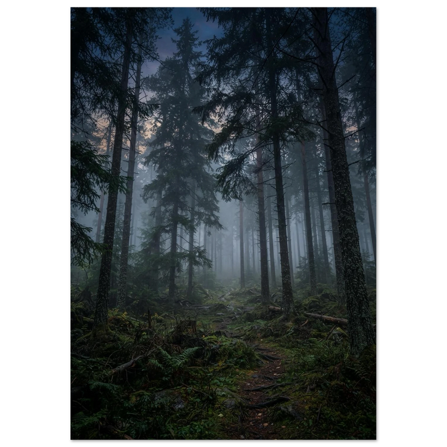Fog Through the Pine Forest, fine art print by Jonnadee