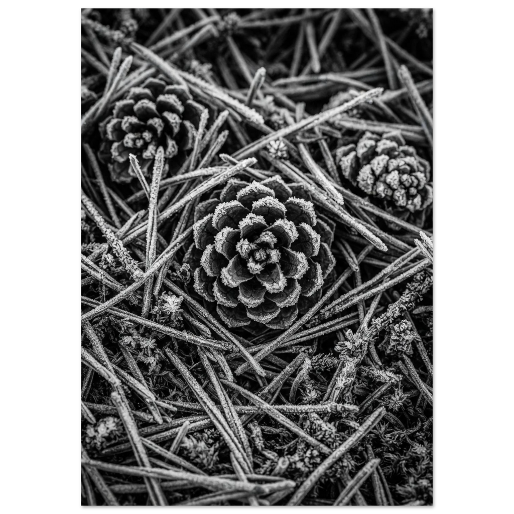 Frosted Pine Cones, fine art print by Jonnadee