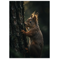 Red Squirrel on the Bark