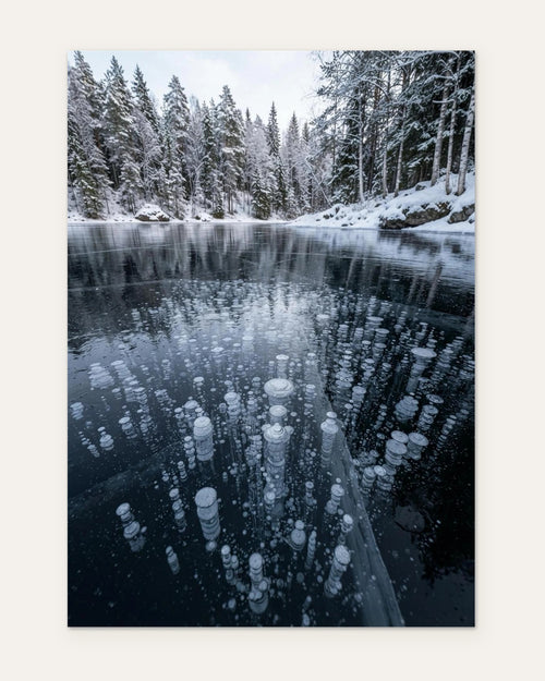 Air Bubbles in the Frozen Lake, fine art print by Jonnadee