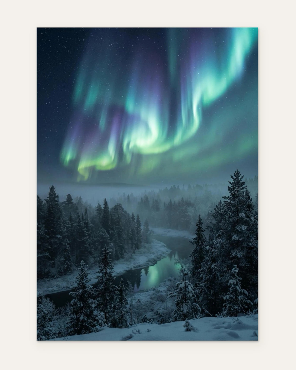 Aurora Above the Pines, fine art print by Jonnadee