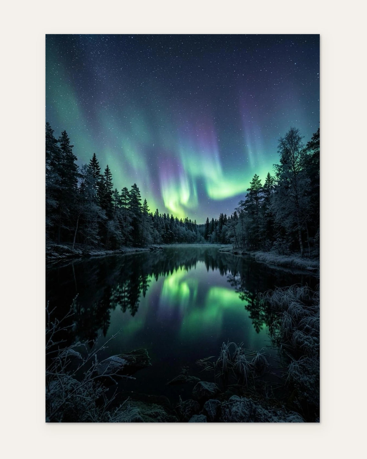Aurora in the Pond, fine art print by Jonnadee
