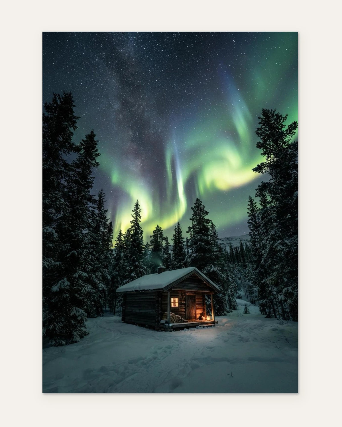 Aurora Over the Hut, fine art print by Jonnadee