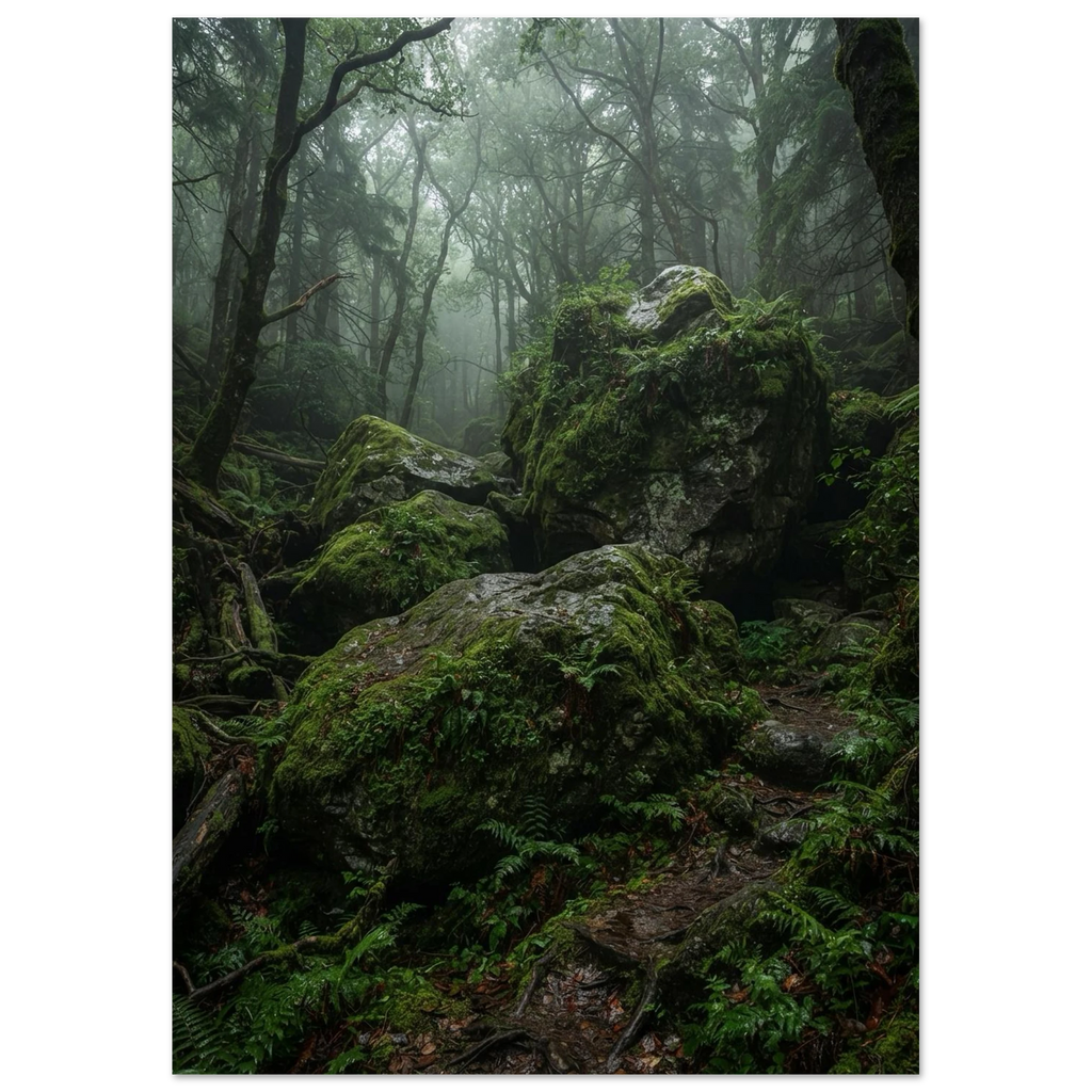 Mossy Granite Boulders, fine art print by Jonnadee