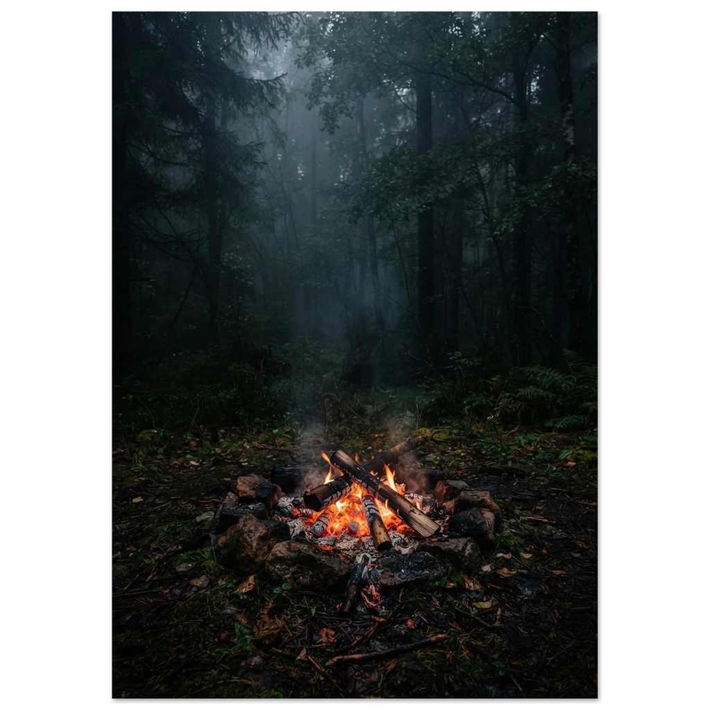 Campfire in the Clearing, fine art print by Jonnadee