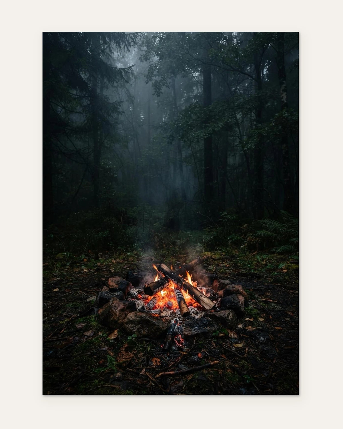 Campfire in the Clearing, fine art print by Jonnadee