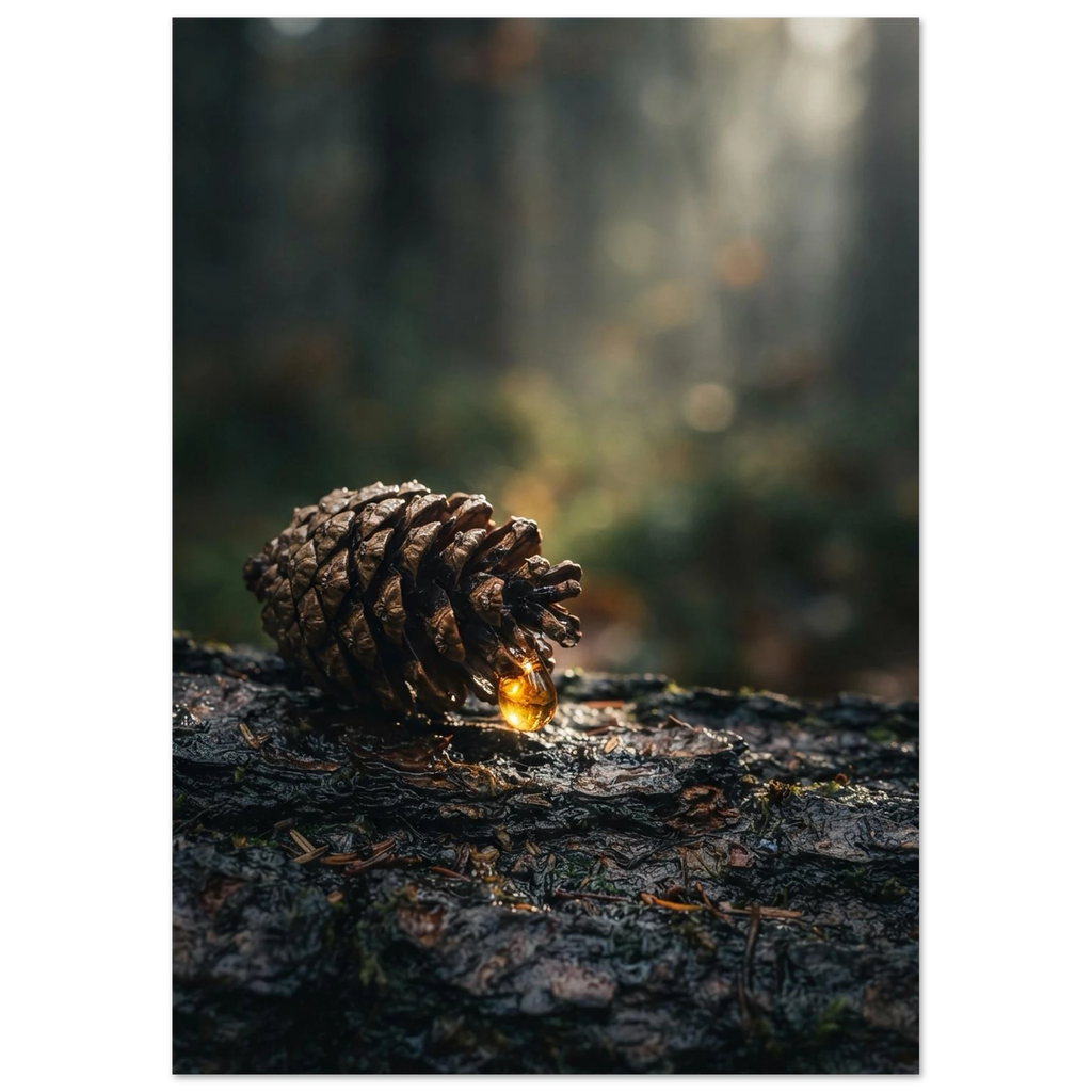 Pine Cone with Resin, fine art print by Jonnadee