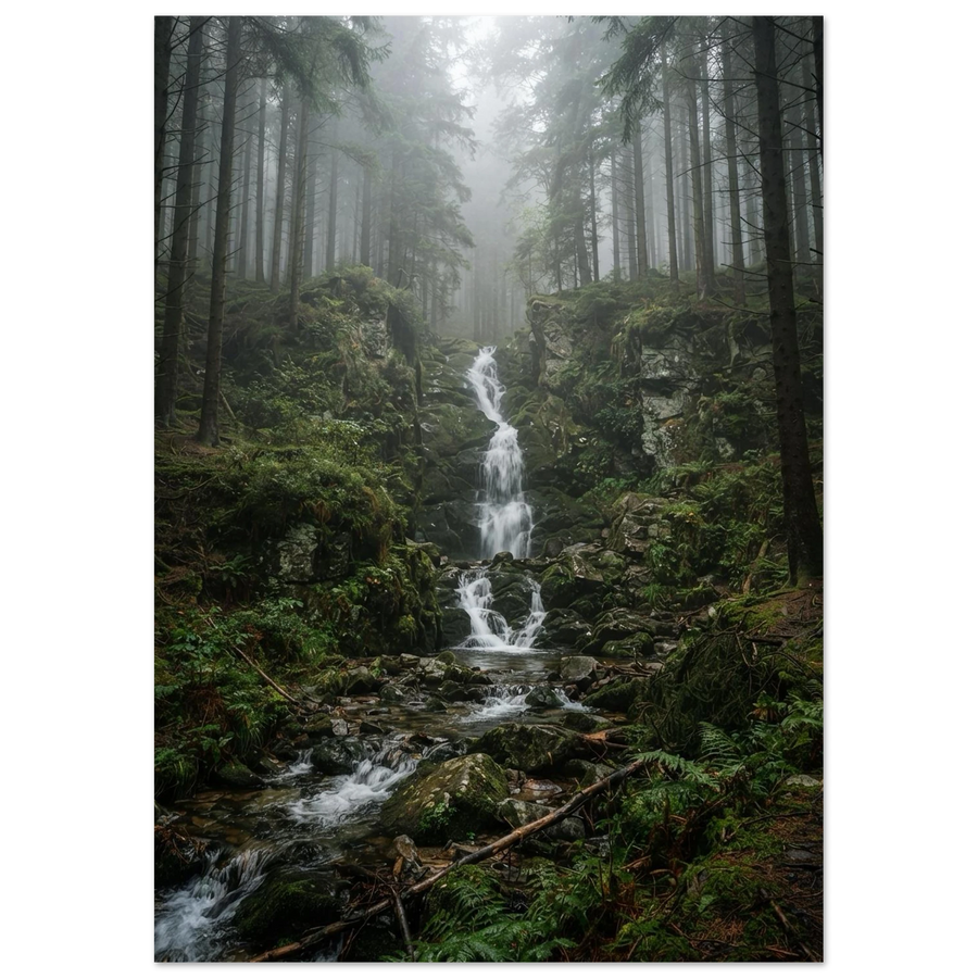 Waterfall Over the Rocks, fine art print by Jonnadee
