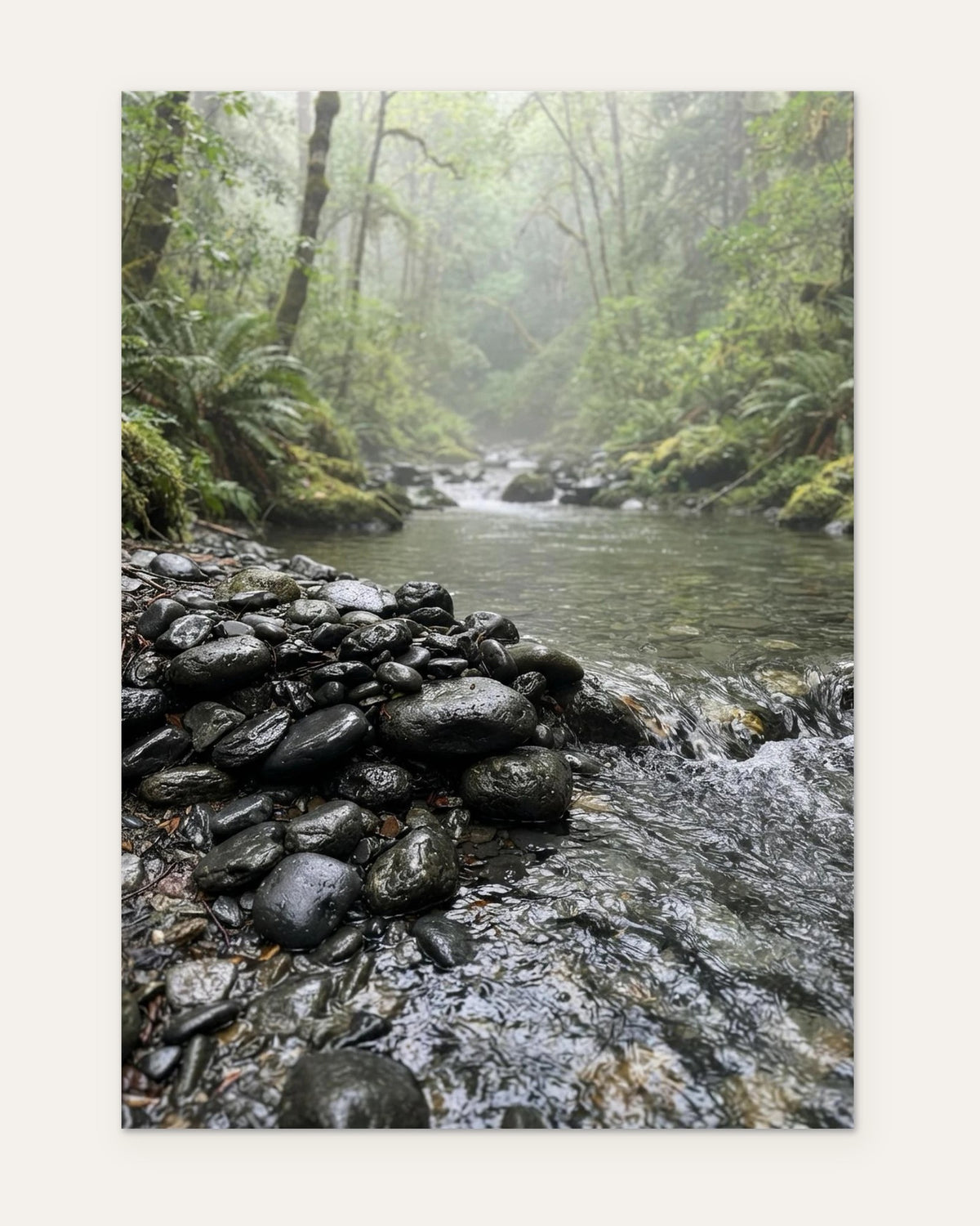 River Stones by the Stream, fine art print by Jonnadee