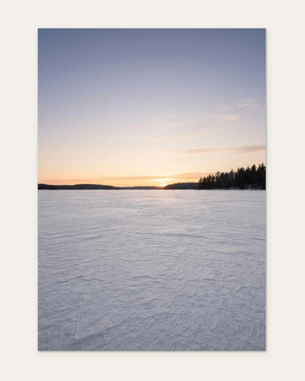 Sunrise Over the Frozen Lake, fine art print by Jonnadee